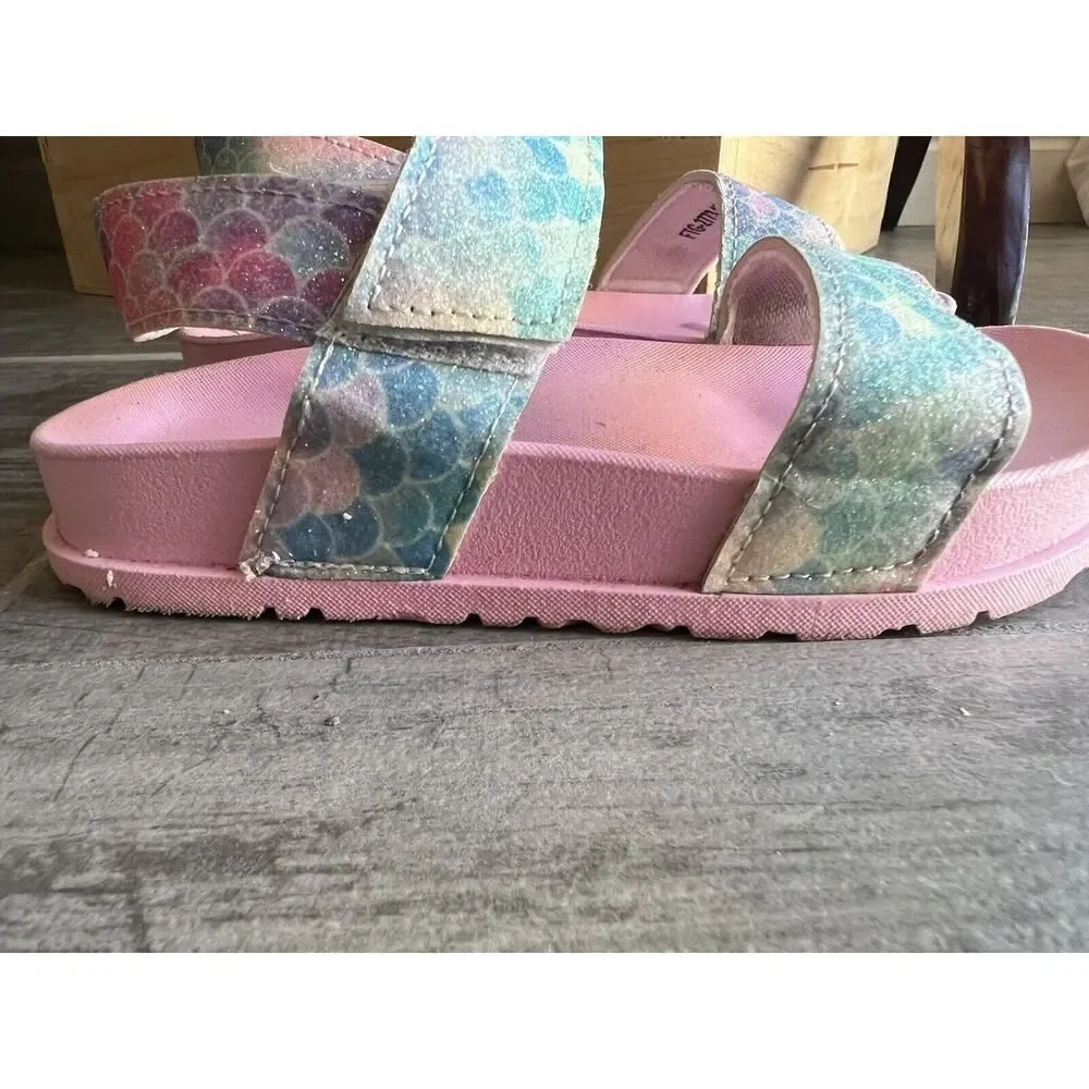 Capelli New York Toddler Girls Pink Mermaid Glitter Flip Flop Sandals Size 6